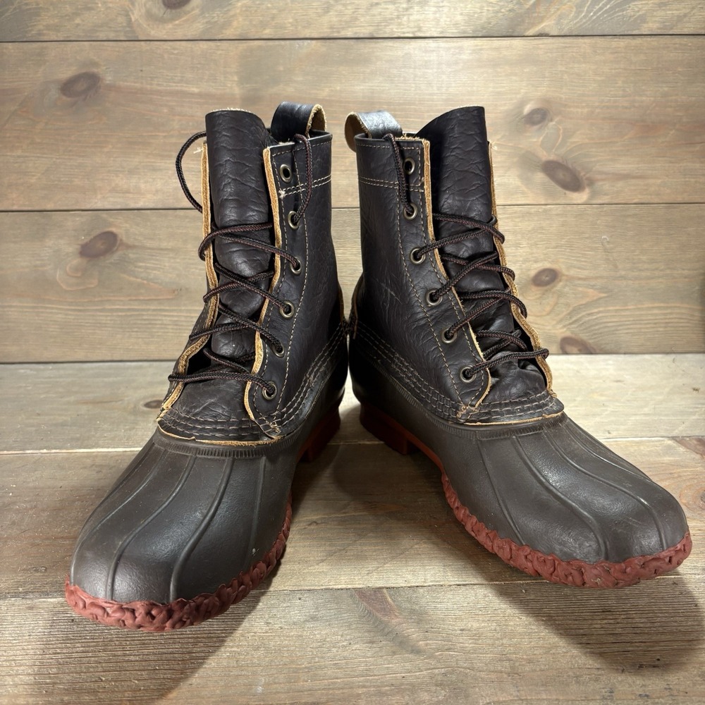 Ll bean duck boots womens size 8 shoes brown bison leather waterproof hunting - Picture 3 of 10